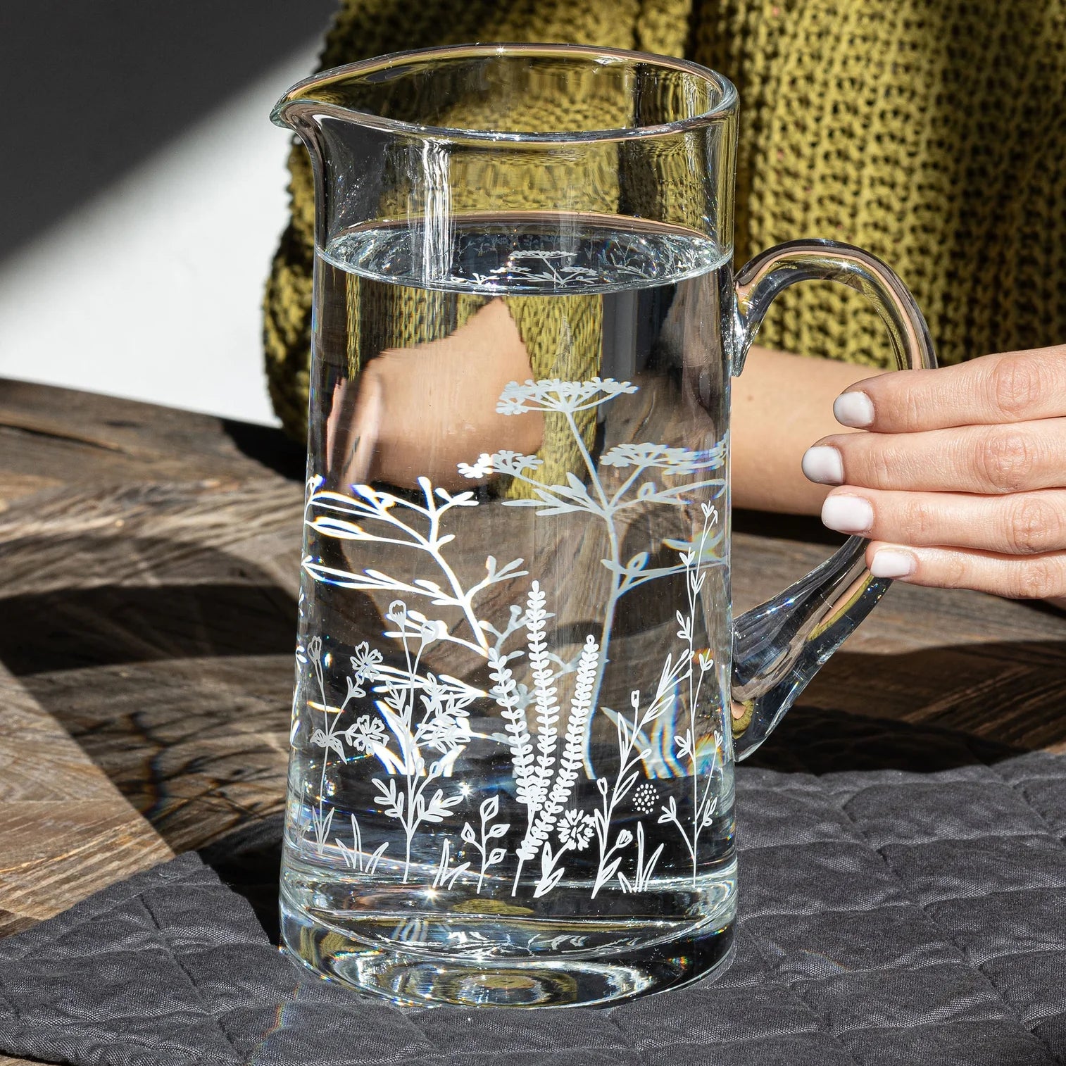 Blown glass jug with Primavera decoration